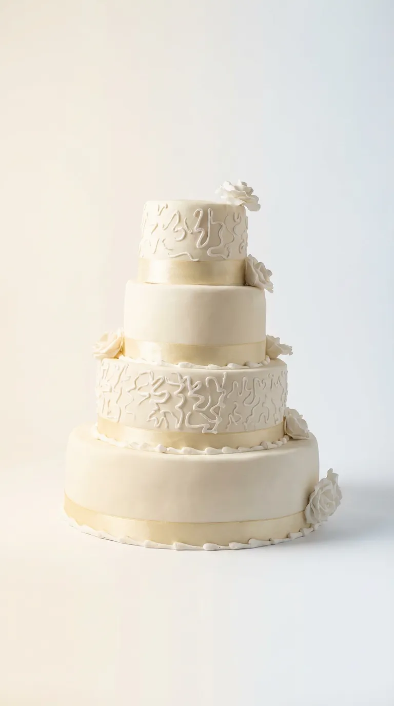Classic Ivory & Gold Wedding Cake